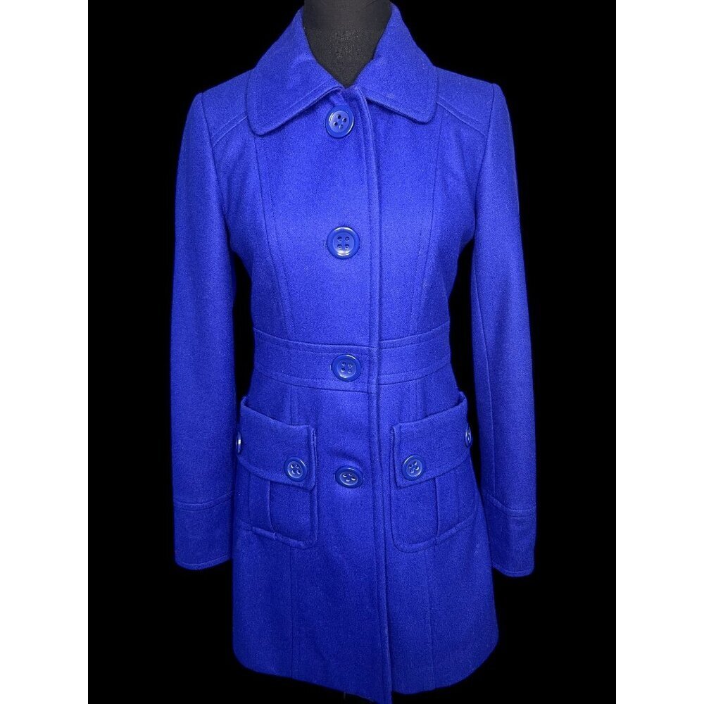 Tulle Anthroplogie Wool Blend Peacoat Women XS Royal Blue American Vintage FALL